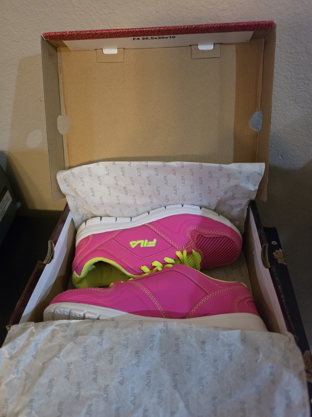 Fila Kids' Pink Athletic Sneakers with Neon Yellow Accents